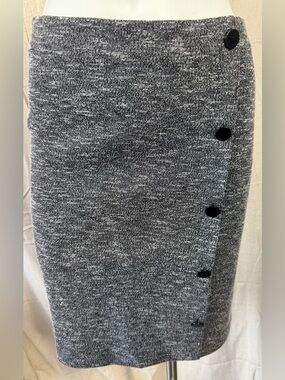 LOFT Heathered Gray Pencil Skirt with Side Button Detail
